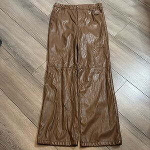 LL123 SHEIN wide leg vegan leather pants